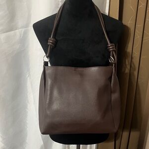 Elegant Brown Faux  Leather Shoulder Bag